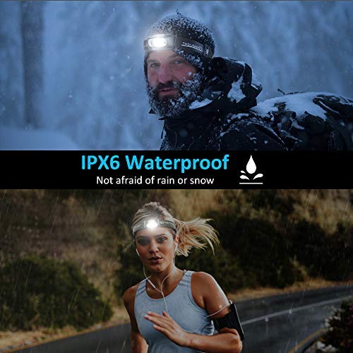 Headlamp, Bovon Ultra Bright Rechargeable LED Head Lamp - 160 Lumen, Motion Sensor, Waterproof IPX6, 4 Lighting Modes, Adjustable Angle & Strap Headlight Flashlight for Running Camping Hiking Hunting