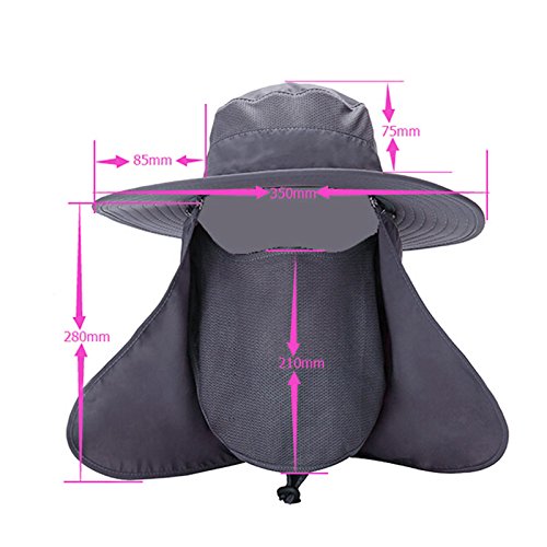 Fishing Cap Outdoor 360° Sun Protection Hat UV Protection Detachable Wide Brim With Neck Flap Unisex For Hiking Camping Climbing