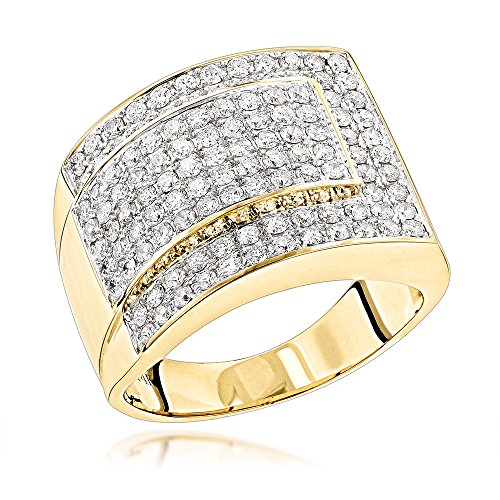 Luxurman mens natural diamond 14k gold ring for him (ye…