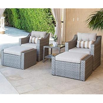 Amazon.com : Solaura Patio Sofa Sets 5-Piece Outdoor Furniture Set Grey Wicker Lounge Chair Amazon.com : Solaura Patio Sofa Sets 5-Piece Outdoor Furniture Set Grey Wicker Lounge Chair