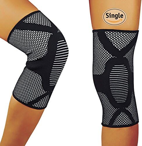 HOFAM Knee Brace Compression, Breathable Knee Sleeve for Running Jogging Basketball Workout Sports - For Men and Women - Relieves ACL LCL MCL - Single(S)