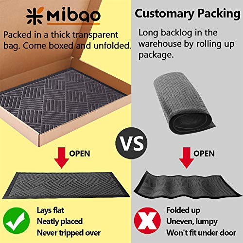 image for Mibao Durable Rubber Door Mat, Waterproof Non-Slip Easy Clean Low-Prof