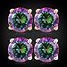 U7 Women Girls CZ Earrings Round Cut Cubic Zirconia 2.75 Carat 9mm Colorful Diamond Gold Plated Stud Earrings