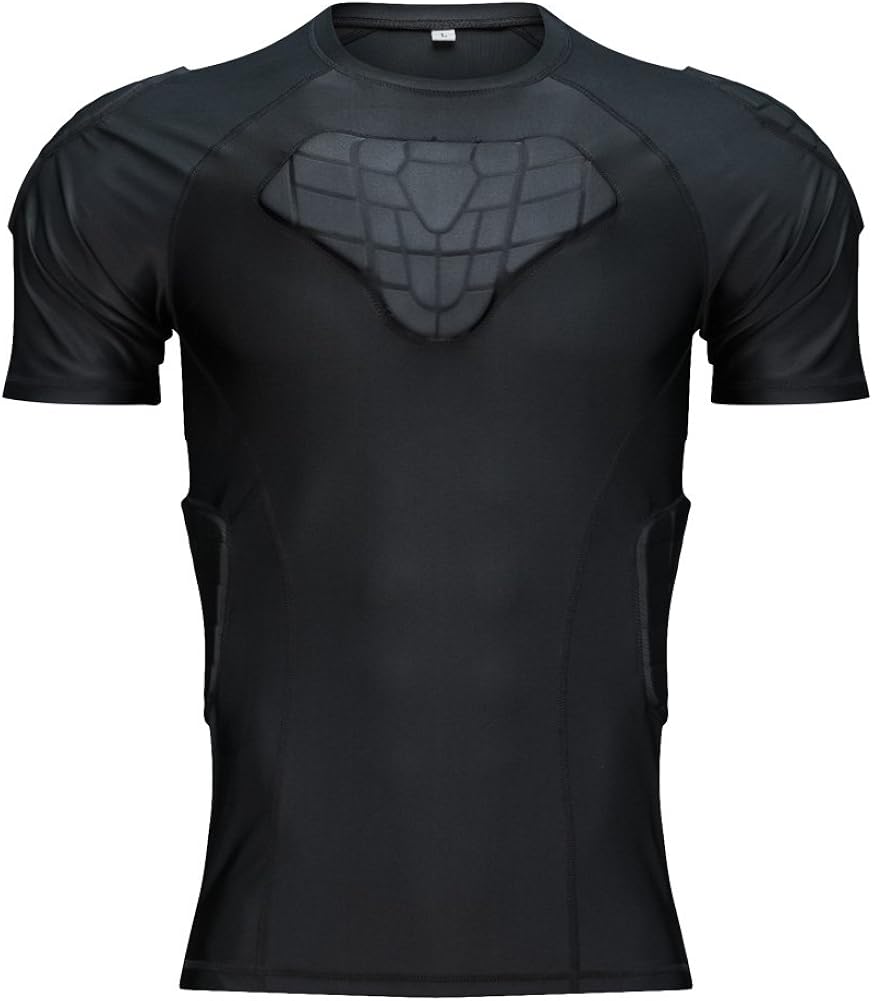 TUOYR Padded Compression Shirt Chest Protector Undershirt for Football Soccer Paintball Shirt: Clothing