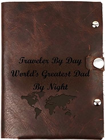 Leather Passport Holder for Men "Traveler By Day, World's Greatest Dad By Night"