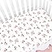 TILLYOU Fitted Crib Sheets - 100% Cotton Fitted Sheets for Standard Crib Mattress, Toddler Bed Mattress Fitted Sheets 2 Pack, Machine Washable, 28”x52”, Pink&Floral Flowers