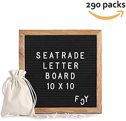 Felt Letter Board, 10x10 Inch Changeable Letter Black Board with Premium Oak Frame, 290 White Plastic Letters, Numbers, Punctuation Plus a Canvas Bag