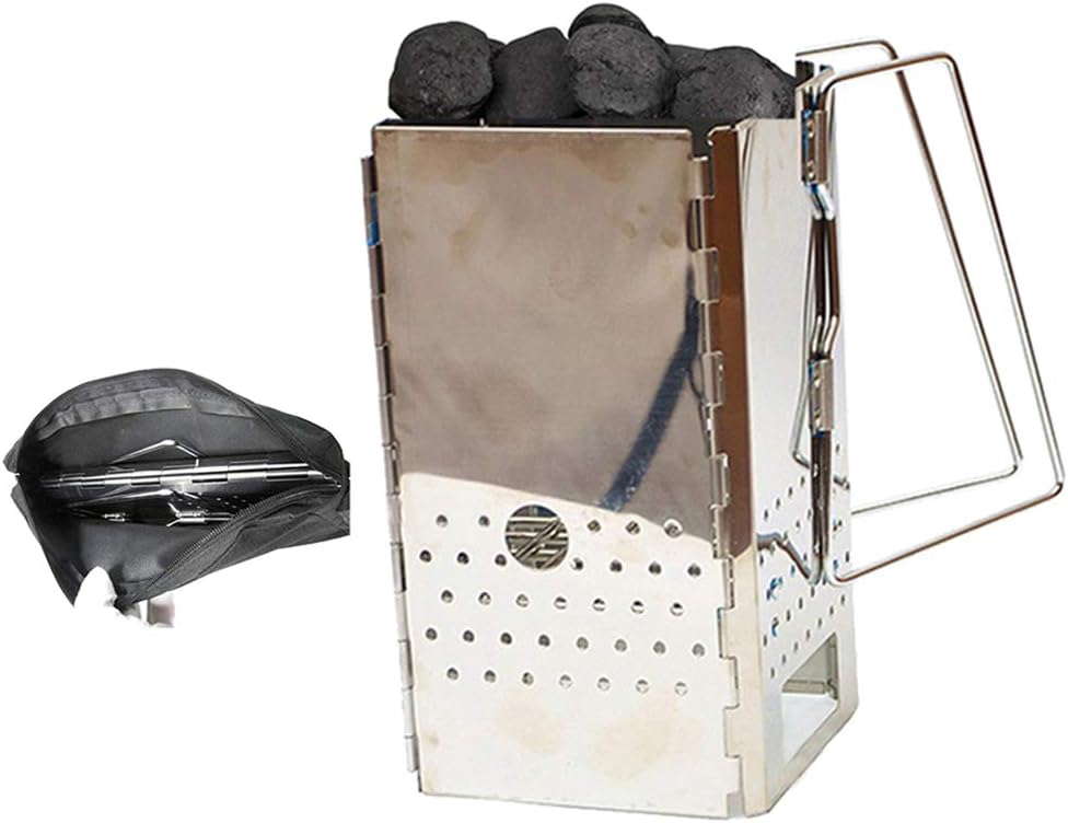 Portable Chimney Starter Stainless Steel Outdoor BBQ Foldable Charcoal Starter: Home Improvement
