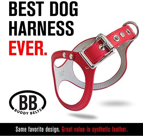 DURABLE Buddy Belt BB2 Dog Harness - Synthetic Leather (Red, Size 6)