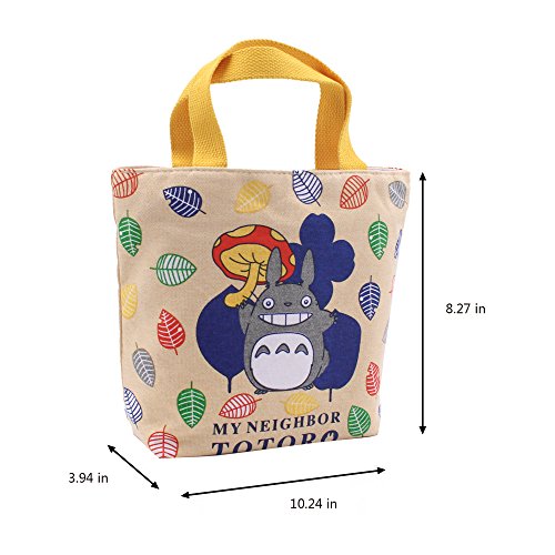 Finex - Set of 2 - My Neigbor TOTORO Canvas Zippered Tote with Top Carry Handles - Lunch Box Bag Gym Tote