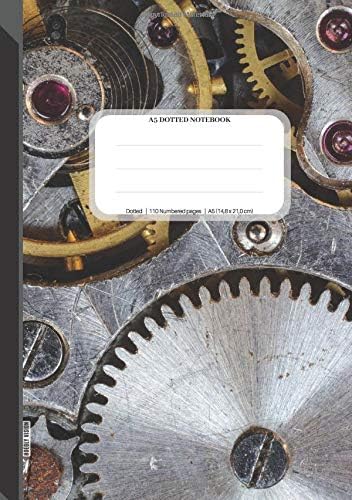 A5 Dotted Notebook: Dotted Grid Notebook Journal, 110 Dot Grid Pages, 14,8 x 21,0 cm (A5 size), Pages Numbered, Watch Mechanism Pattern Soft Matte Cover