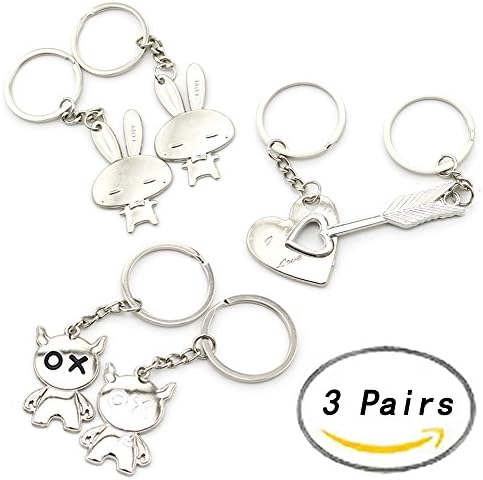 Set of 3 - ANFIMU Key to My Heart Cute Couple Keychain Love Keychain Key Ring