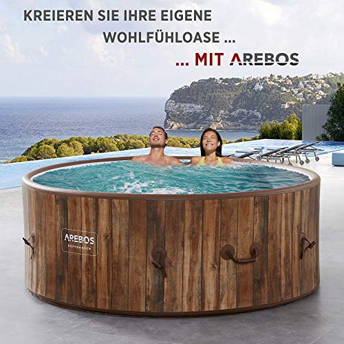 Arebos aufblasbarer Whirlpool | extra dünn | In- & Outdoor | 7 Personen | ⌀ 180 cm | Drop-Stitch-Technologie | 130… – Bild 3