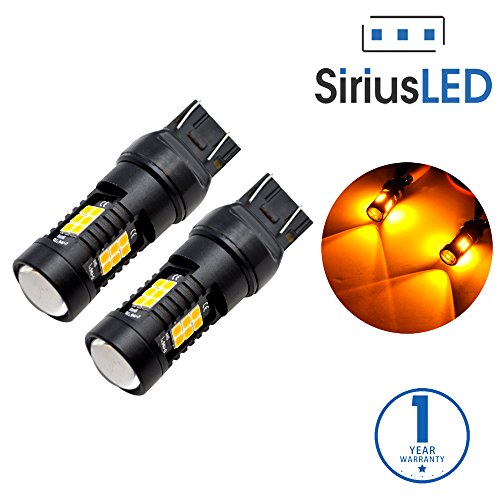 SiriusLED Extremely Bright 35W 2835 Chipset 21 SMD LED Bulbs with Projector for Car Fog Lights Daytime Running DRL Turn Signal Brake Tail Lights 7443 7442 992 T20 Amber Yellow