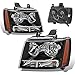 SPPC Black Headlights Assembly For Chevy Tahoe/Suburban/Avalanche (Pair) High/Low Beam Bulb Included