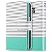 ULAK Galaxy S7 Wallet Case, Magnetic Premium PU Leather Flip Stand Folio Cover with Built-in 9 Slots and Wrist Strap for Samsung Galaxy S7 (5.1 inch) (Minimal Mint Stripes) Will not Fit S7 Edge