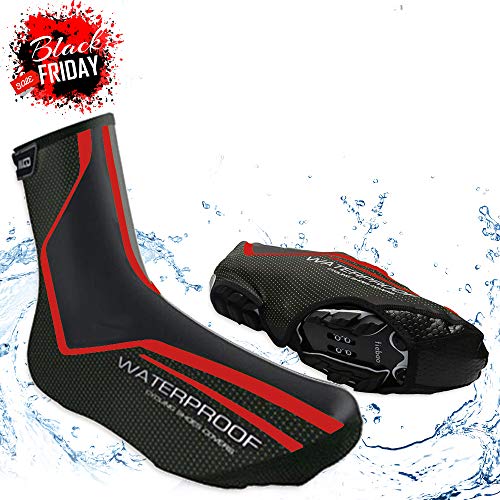 Men's Cycling Shoes Covers,Winter Lightweight Waterproof Windproof Warmer Mountain Road Bike Cover Shoes for Outdoor Sports (Red, XL)