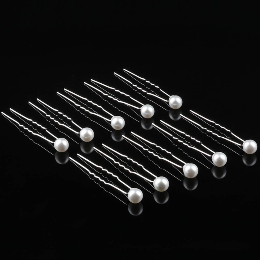 KINGMAS 50 Pack Wedding Pearl Hair Pins Women Bridal Hairpins Clips Accessories (White) : Beauty