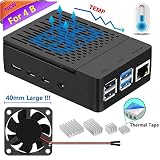Raspberry Pi 4 Case, iUniker Raspberry Pi 4 Fan ABS Case with Cooling Fan, Raspberry Pi 4 Heatsink, Simple Removable Top Cover for Pi 4 Model B/ 4B