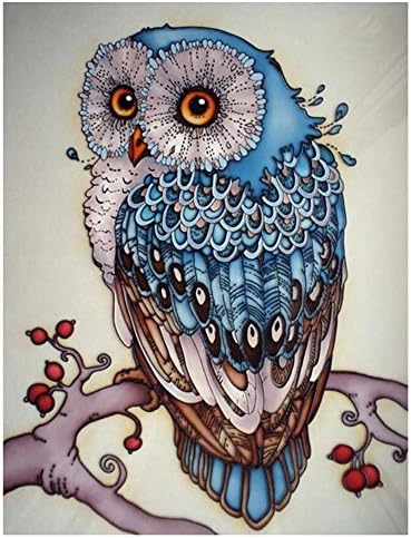5D DIY Diamond Painting Kit, Cute Owl Diamond Painting Full Drill Adults Kids Room Wall Decoration (8.7 x 10.2 Inch)
