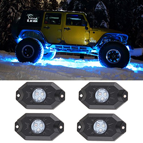 SUNPIE 4 Pods RGBW LED Rock Lights with Phone App/Remote Control & Timing & Music Mode & Flashing & Automatic Control Neon Lights Under Off Road Truck SUV ATV(Green 5 PIN Connectors)