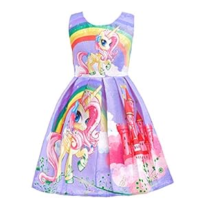 Lito Angels Meisjes Kinderen Regenboog Eenhoorn Jurk Kostuum Fancy Dress Up Outfit Halloween Partij