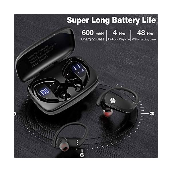 Wireless-Earbuds-Bluetooth-50-Running-Headphones-Premium-Deep-Bass-in-Ear-Earphones-48hrs-Playtime-LED-Display-with-Charging-Case-for-Sport-Running-Gym-Workout2021-Upgrade Wireless Earbuds, Bluetooth 5.0 Running Headphones Premium Deep Bass in-Ear Earphones 48hrs Playtime LED Display with…