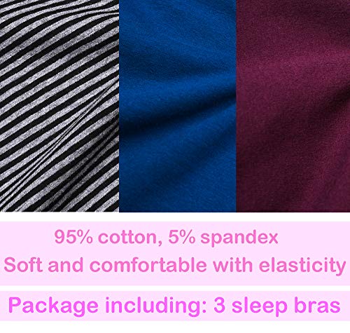 CAKEY Maternity Nursing Sleep Bra Tank for Breastfeeding/Pregnancy (Medium, Stripe+Atrovirens+burgundy/3pcs)