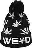 YCMI Winter Warm Mickey Hands Letter Kush Weed Marijuana Beanies Hat Skully (06 black and white)