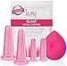 Glam Facial Face Cupping Set - Cupping Therapy Sets Massage Kit with Silicone Cleansing Brush for Instantly Ageless Skin, Works for Fine Lines & Wrinkles, Improves Collagen (Glam - Pink)