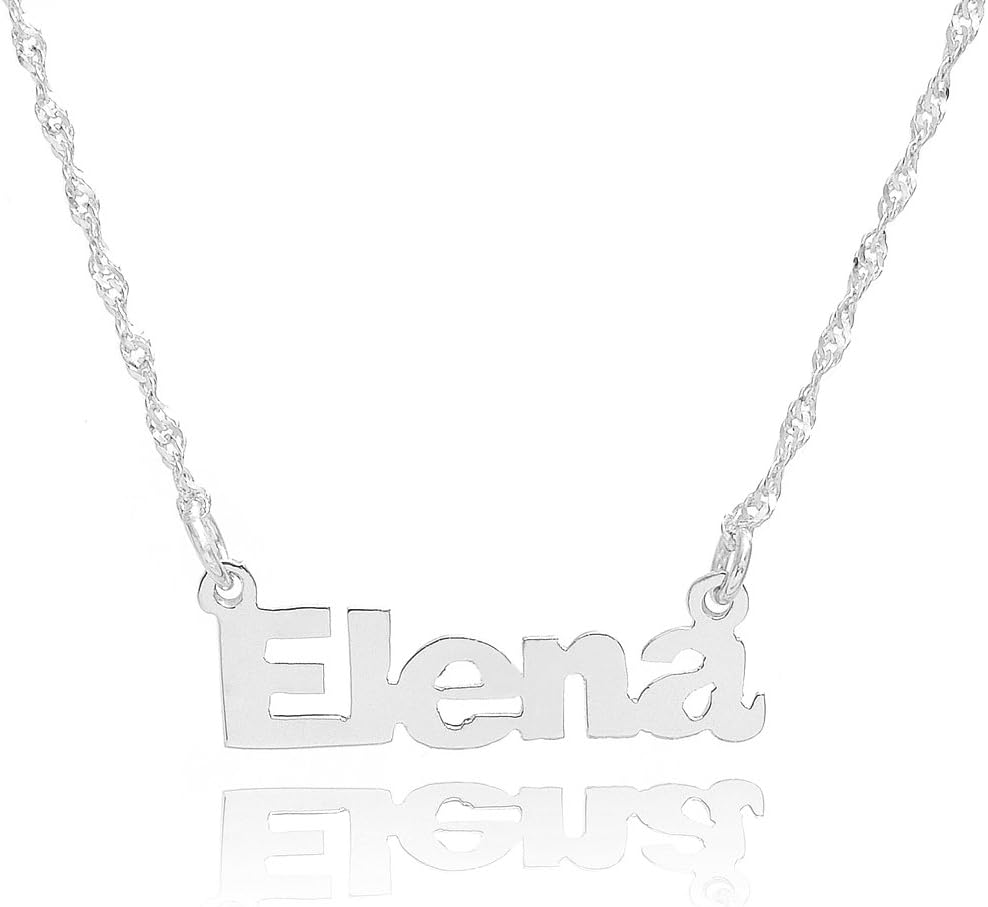 10k White Gold Personalized Cute Name Necklace - Custom Made Any Name