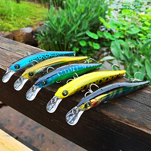 Floating Minnow Angelköder Kit Topwater Hard Bait Crankbait Swimbait mit Tackle Box für Forellen, Barsch, Zander… – Bild 8