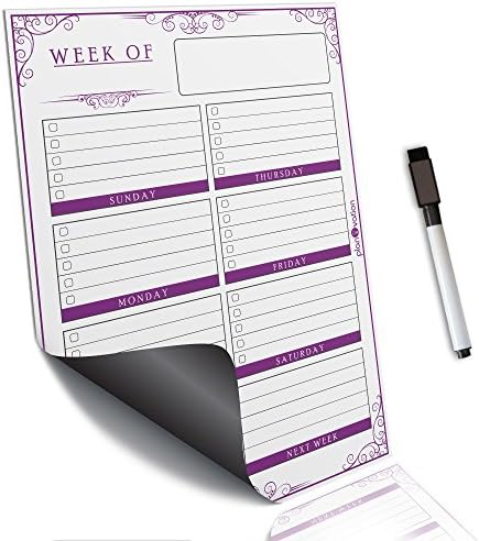 planOvation's Magnetic Dry Erase Board Weekly Planner (16"x12", Purple)