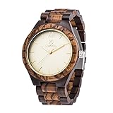 Watch for Men, JungleTech Handcrafted Wrist Watch Men with Wood Strap Luminous Pointers