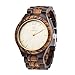 MUJUZE Mens Wooden Watches,BIOSTON Wood Wrist Watch Natural Handmade Ebony and Zebra,Gold Luxury Design Men Wooden Watch Best Gift for Dad or Friends