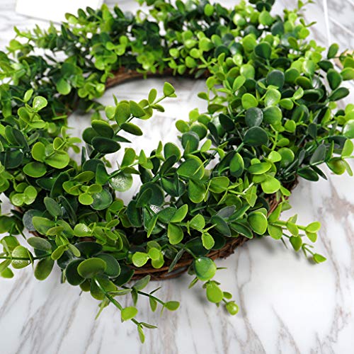 Clearance! Puyujin Wreath adorn, Artificial Green Plant Wreath Simulation Green Plant Garland Home Office Decor, Front Door Wreath Faux Greenery Garland for Wall Window Wedding Farmhouse Decorations