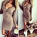 Eshion Women's Zip Long Sleeve Ribbed Sweater Dress