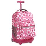 J World New York Sunrise Rolling Backpack, Pink Target, One Size