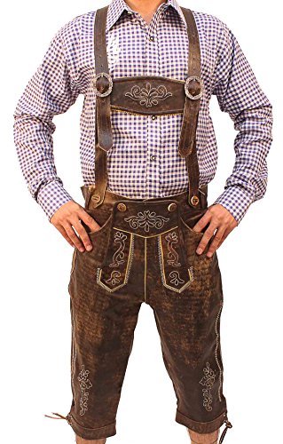 Bundhosen Men, Oktoberfest Costume Men Knee Long, German Trousers in Brown
