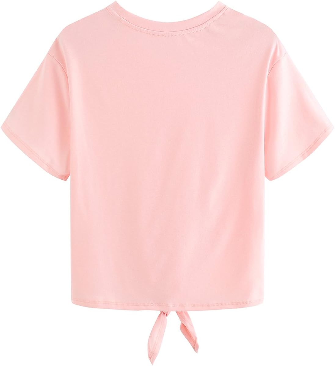 Romwe Women's Short Sleeve Tie Front Knot Casual Loose Fit Tee T-Shirt at  Women’s Clothing store