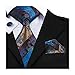 Hi-Tie Mens Stylish Blue Tie Handkerchief Cufflinks set Woven Silk
