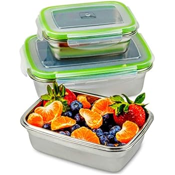 JaceBox Stainless Steel Lunch Containers - LunchBox Container Set LeakProof Light Easy Stainless Steel Food Containers Storage Set of 3 Stackable Bento Box Eco-Friendly Keto Lifestyle! BPA FREE