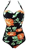 Cocoship 50s Inspired Retro Floral Vintage One Piece Pin Up Monokinis Swimsuit(FBA)