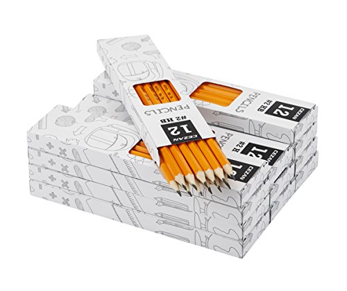#2 HB Pencils - Wood Cased Yellow Pencils - Pre-sharpened - Box of 144 by Cezan