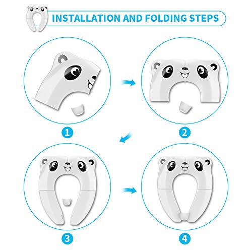 Portable Potty Training Seat, Upgrade Folding Non-Slip Travel Potty Seat for Toddler with Splash Guard, Famard Foldable Toilet Training Seat Cover with Carry Bag-White