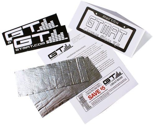 GTMAT License Plate Kit Automotive Vibration Sound Deadener 110mil Supreme - Sound Dampening Installation Kit Includes: 2 Sheets (4" x 10"), Instruction Sheet, GT MAT Decals