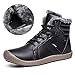 L-RUN Mens Winter Snow Boots Ankle Outdoor Warm Fur Lining Booties Lightweight (11 M US, Black)