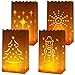 Aneco 20 Pieces White Paper Luminary Bags Flame Resistant Lantern Candle Bags 4 Designs with Tree, Stars, Snowman for Christmas, Weddings, Birthday Party Decoration