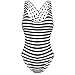 CROSS1946 Sexy Women Monokini Swimsuits stripes Black/White One Piece Bathing Backless Bikini S