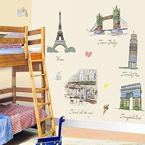 Beautiful Art Christmas Gift Cute Item Hot Sale Famous Buildings Removable Mural Wall Stickers Wall Decal for Living Room Kids Wall and Home Decor